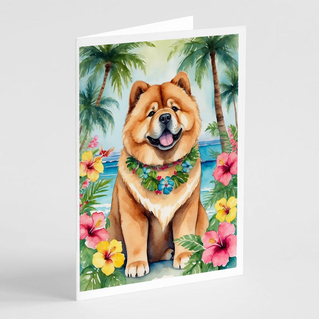 Chow Chow Luau Greeting Cards Pack of 8 Blank Cards with Envelopes Whimsical A7 Size 5x7