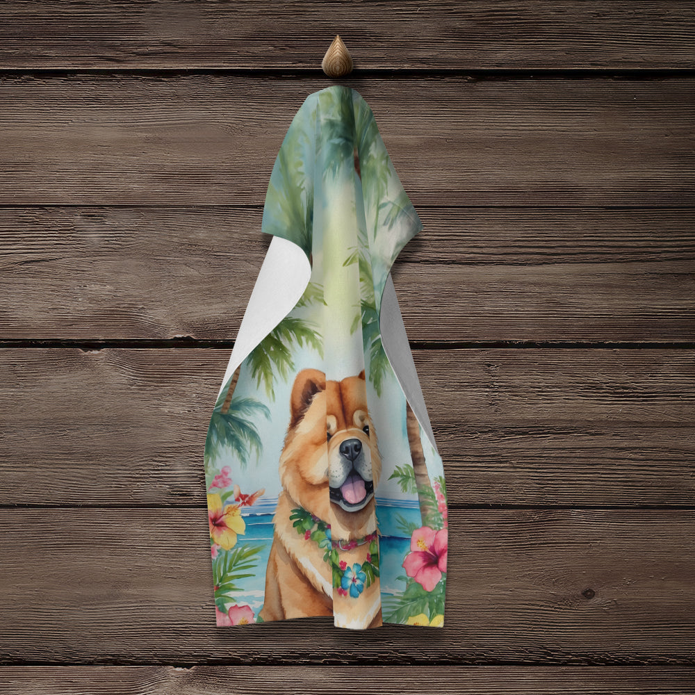 Chow Chow Luau Kitchen Towel Velour Plush Front and Cotton Loop Back Machine Washable
