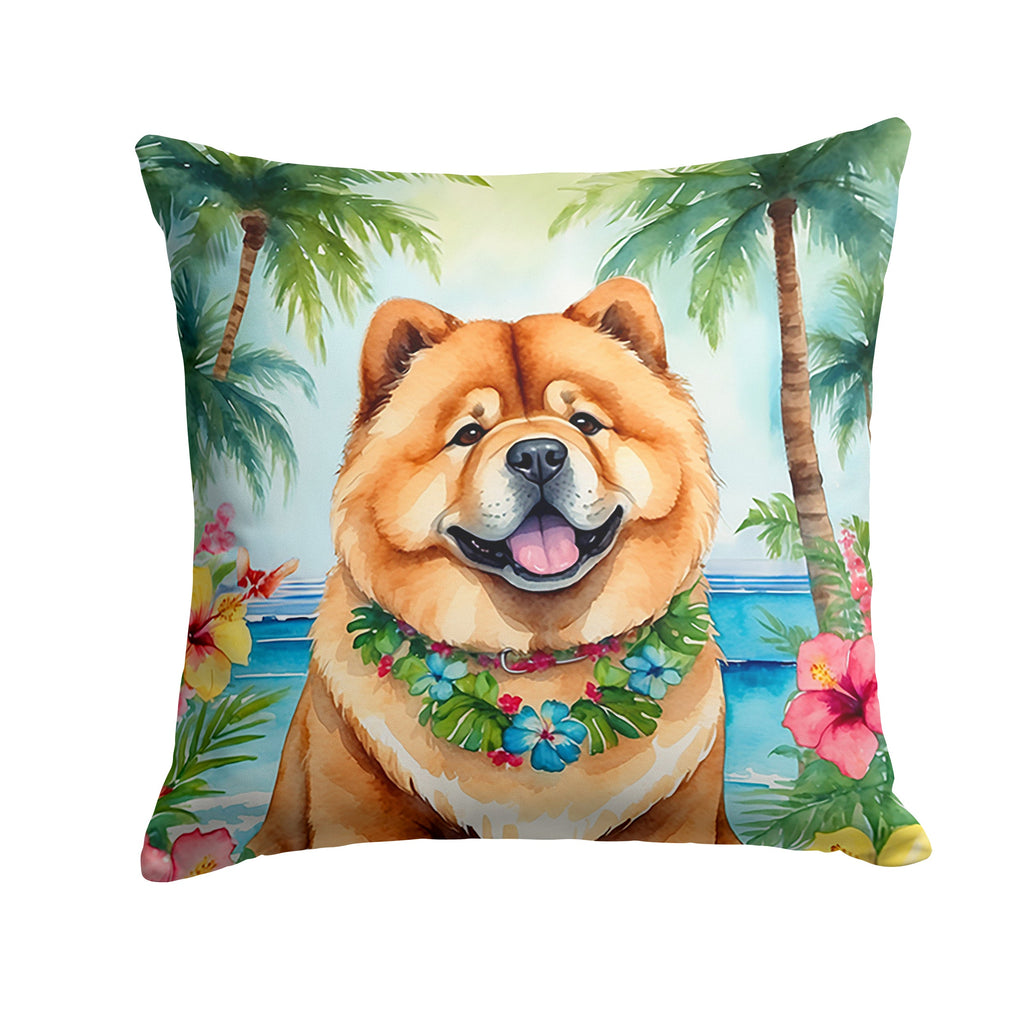Chow Chow Luau Decorative Throw Pillow 14x14 Indoor Outdoor Accent Cushion, Fabric Cover with Insert for Sofa, Bed, Porch & Living Room