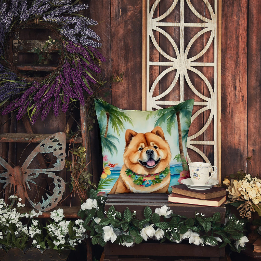 Chow Chow Luau Decorative Throw Pillow 18x18 Indoor Outdoor Accent Cushion, Fabric Cover with Insert for Sofa, Bed, Porch & Living Room