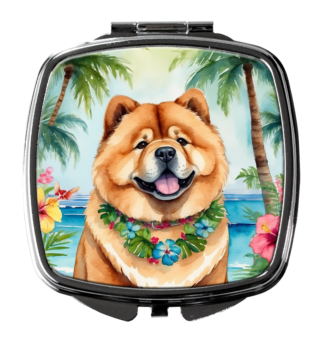 Chow Chow Luau Compact Mirror Decorative Travel Makeup Mirror for Women Girls Gifts Pocket Makeup Mirror Folding Handheld