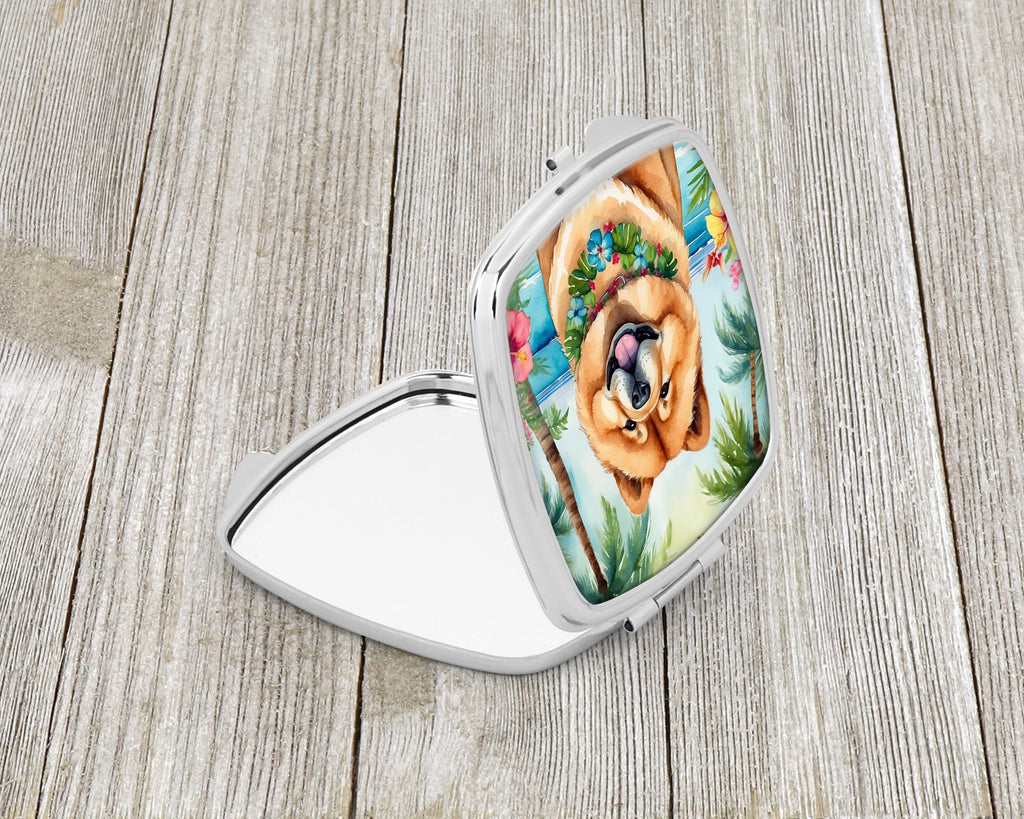 Chow Chow Luau Compact Mirror Decorative Travel Makeup Mirror for Women Girls Gifts Pocket Makeup Mirror Folding Handheld