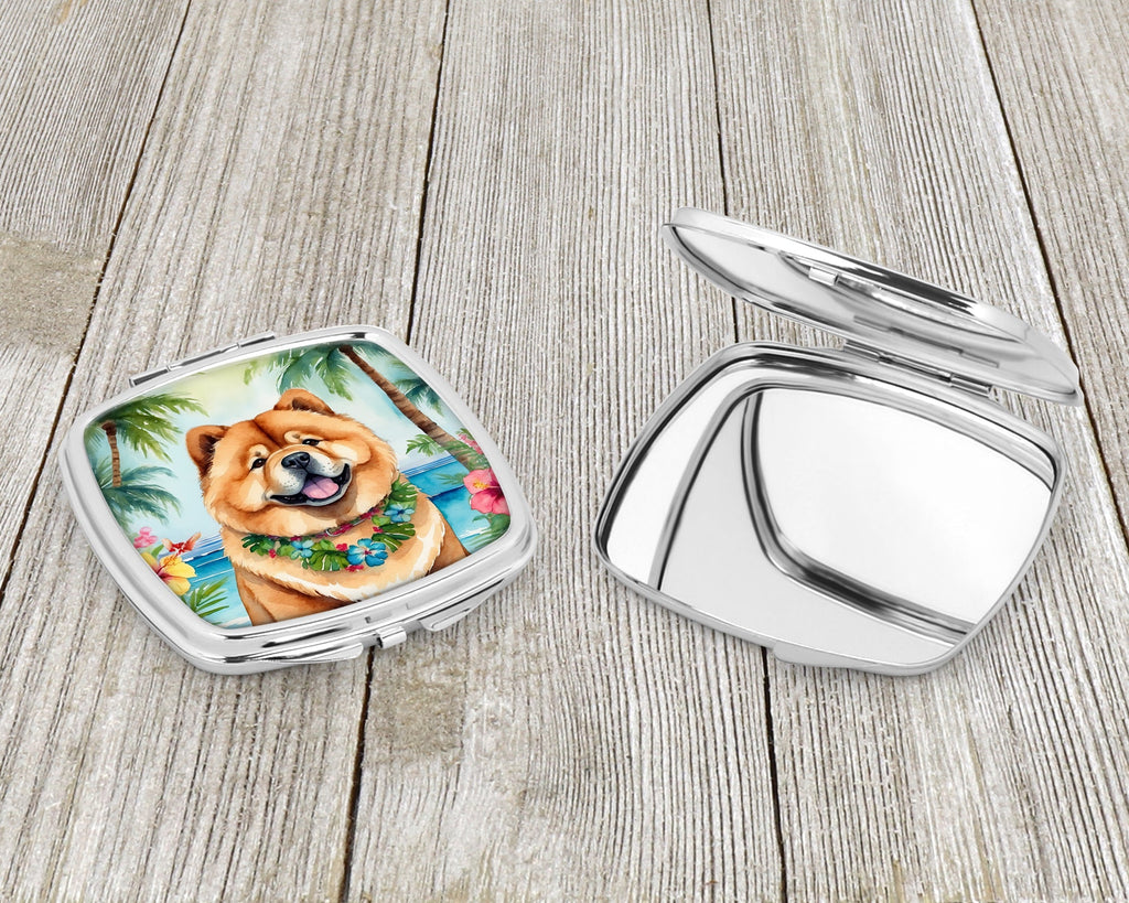 Chow Chow Luau Compact Mirror Decorative Travel Makeup Mirror for Women Girls Gifts Pocket Makeup Mirror Folding Handheld
