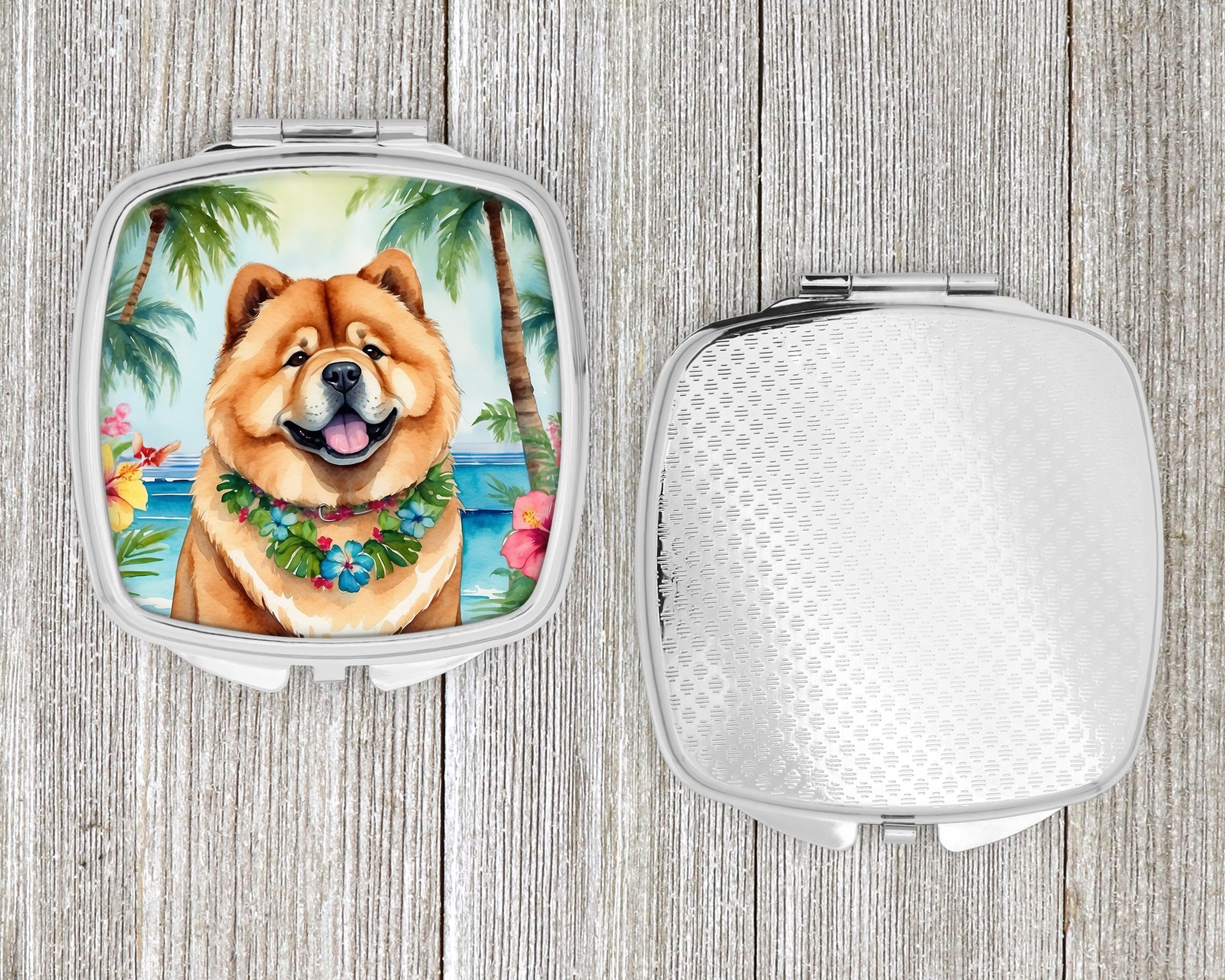 Chow Chow Luau Compact Mirror Decorative Travel Makeup Mirror for Women Girls Gifts Pocket Makeup Mirror Folding Handheld