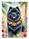 Chow Chow Luau House Flag 28x40 Porch Sleeve Pole Decorative Outside Yard Banner Artwork Wall Hanging, Polyester