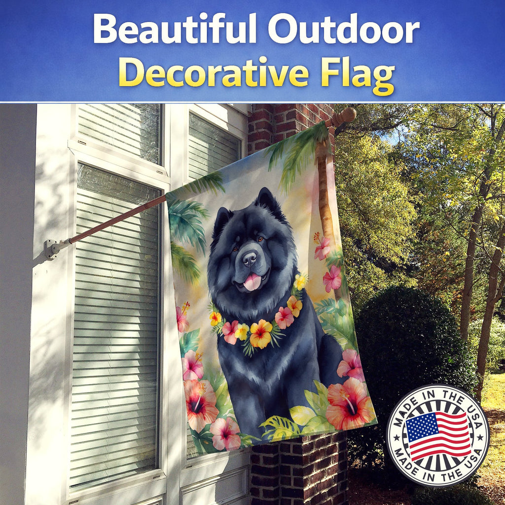 Chow Chow Luau House Flag 28x40 Porch Sleeve Pole Decorative Outside Yard Banner Artwork Wall Hanging, Polyester