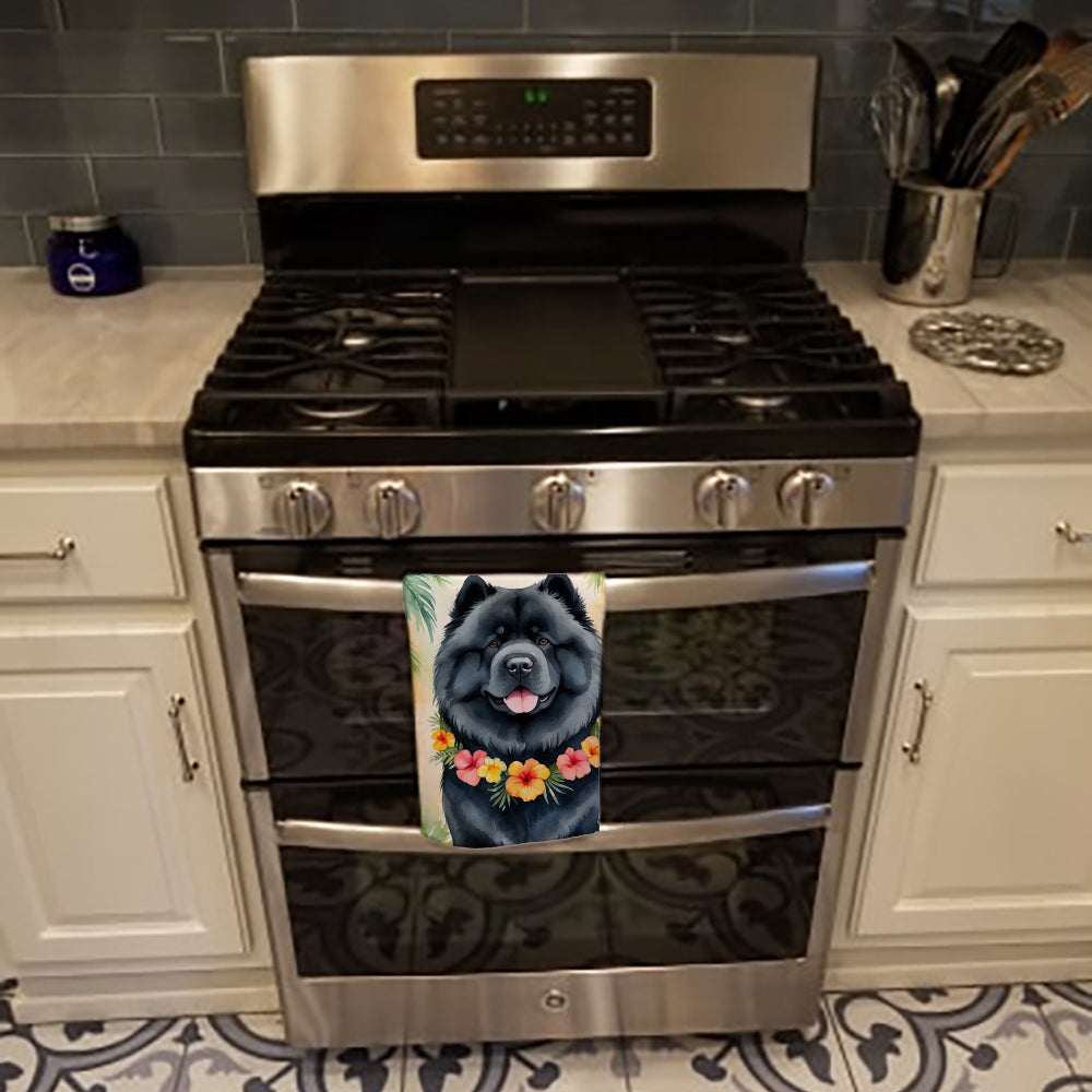 Chow Chow Luau Kitchen Towel Velour Plush Front and Cotton Loop Back Machine Washable