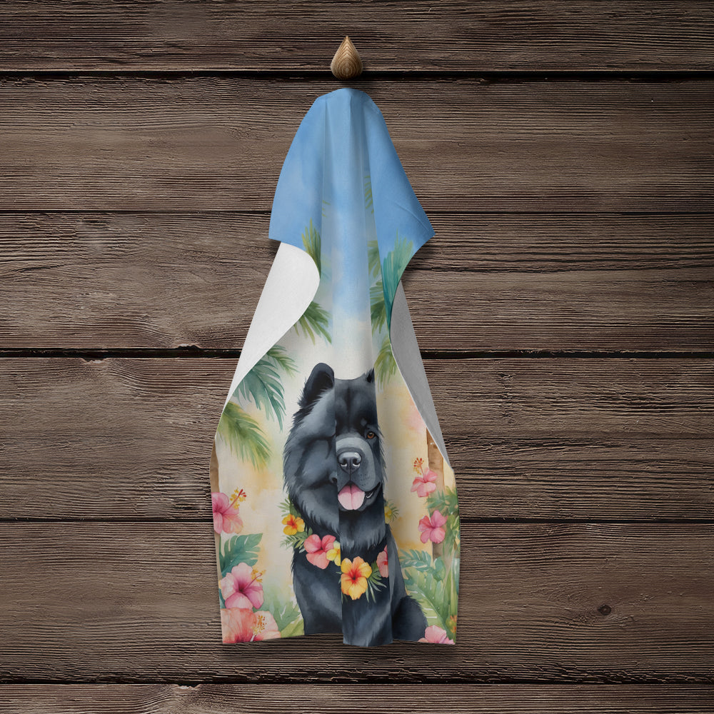 Chow Chow Luau Kitchen Towel Velour Plush Front and Cotton Loop Back Machine Washable