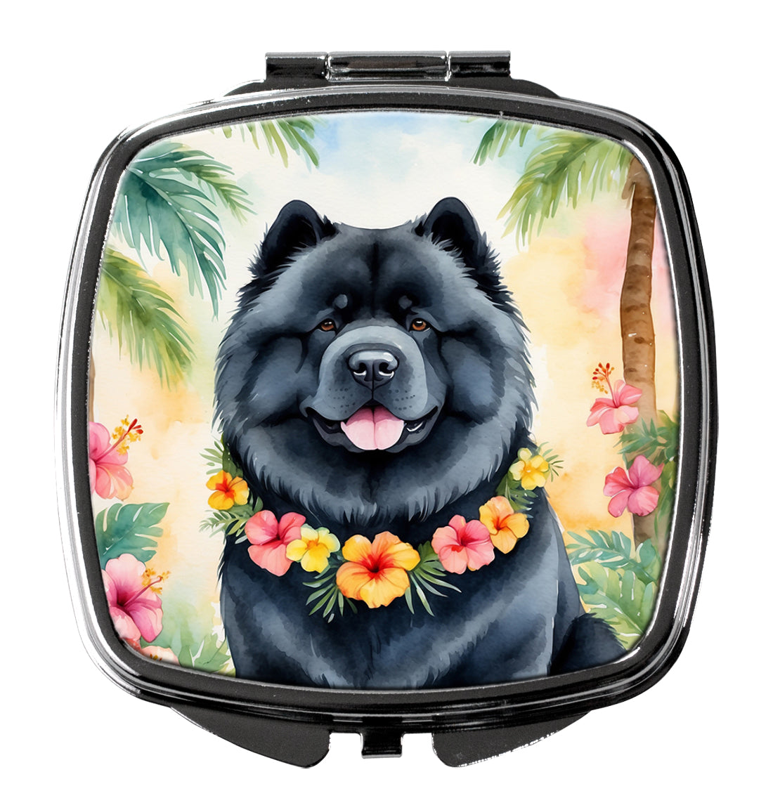 Chow Chow Luau Compact Mirror Decorative Travel Makeup Mirror for Women Girls Gifts Pocket Makeup Mirror Folding Handheld