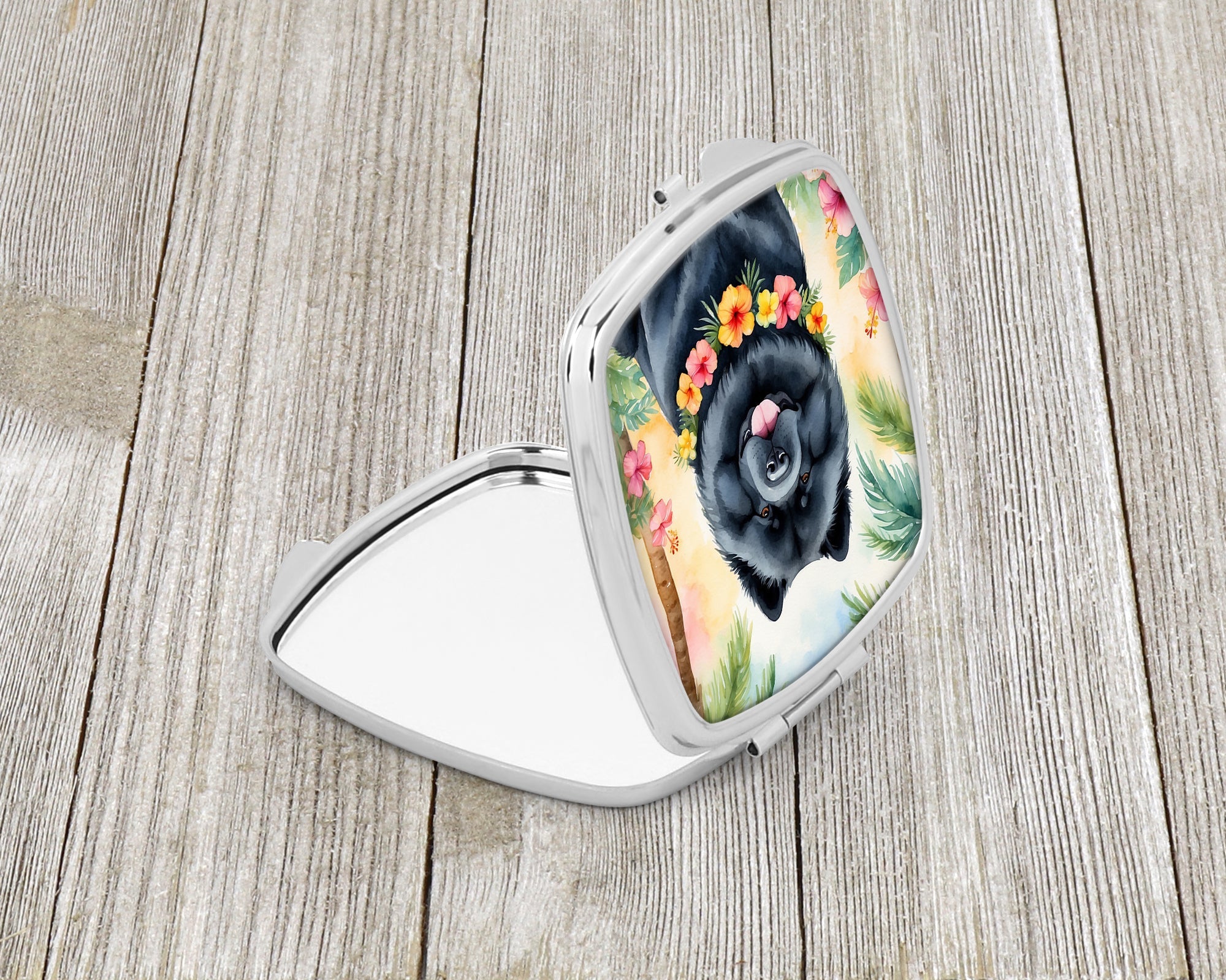 Chow Chow Luau Compact Mirror Decorative Travel Makeup Mirror for Women Girls Gifts Pocket Makeup Mirror Folding Handheld