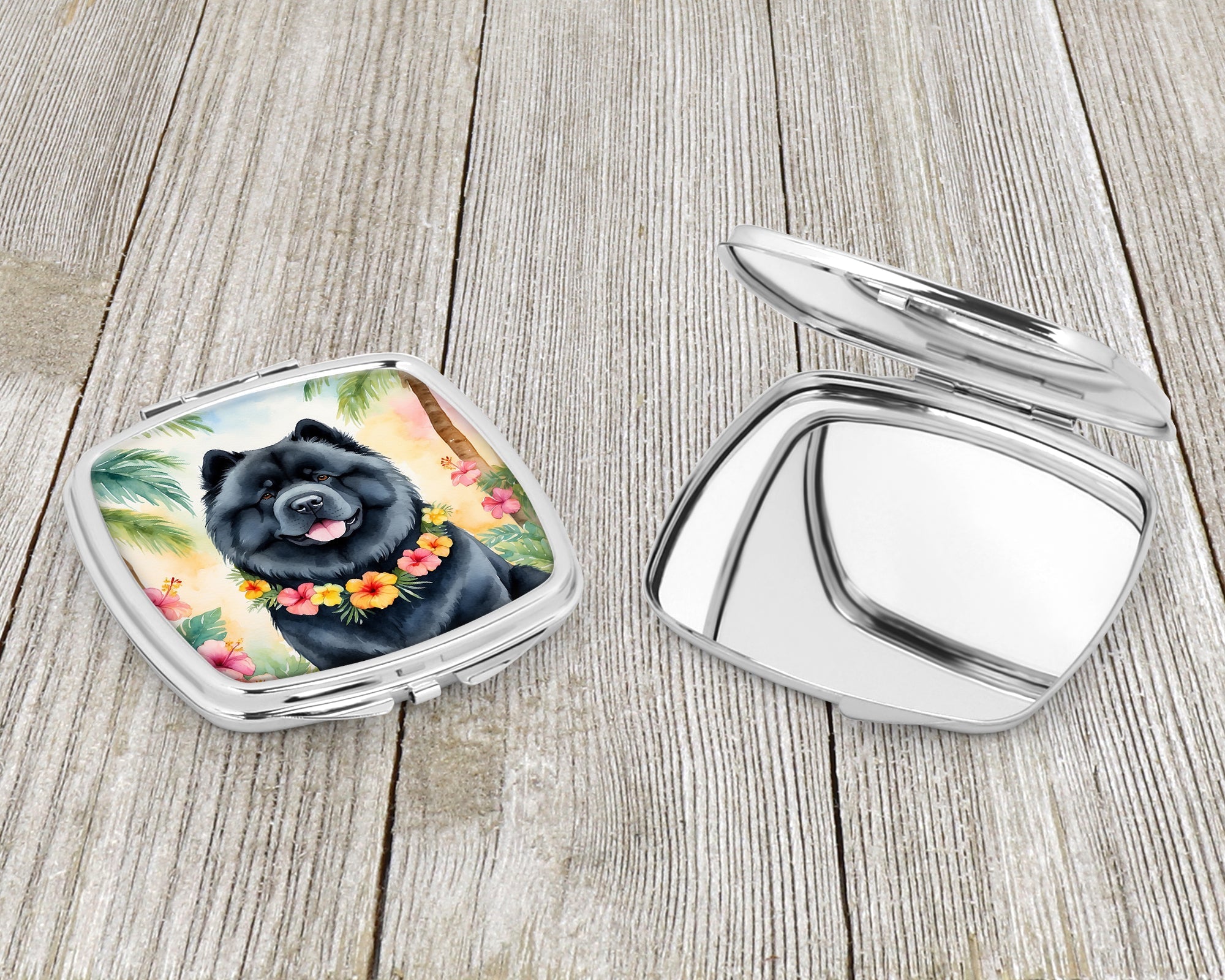 Chow Chow Luau Compact Mirror Decorative Travel Makeup Mirror for Women Girls Gifts Pocket Makeup Mirror Folding Handheld