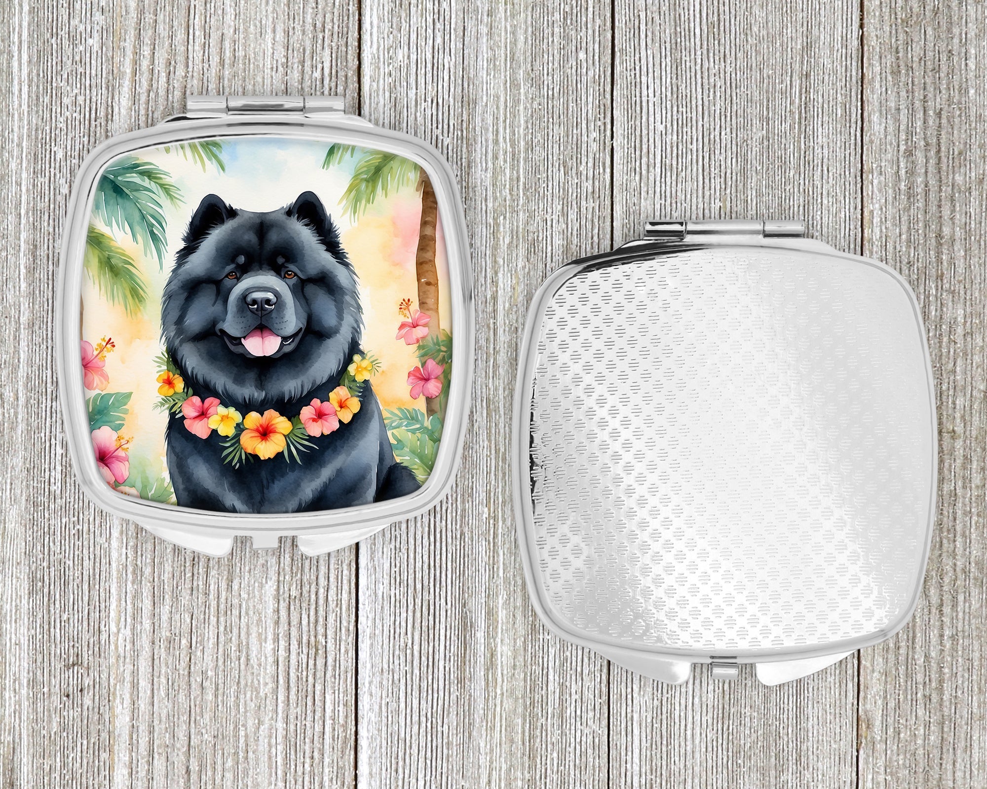 Chow Chow Luau Compact Mirror Decorative Travel Makeup Mirror for Women Girls Gifts Pocket Makeup Mirror Folding Handheld