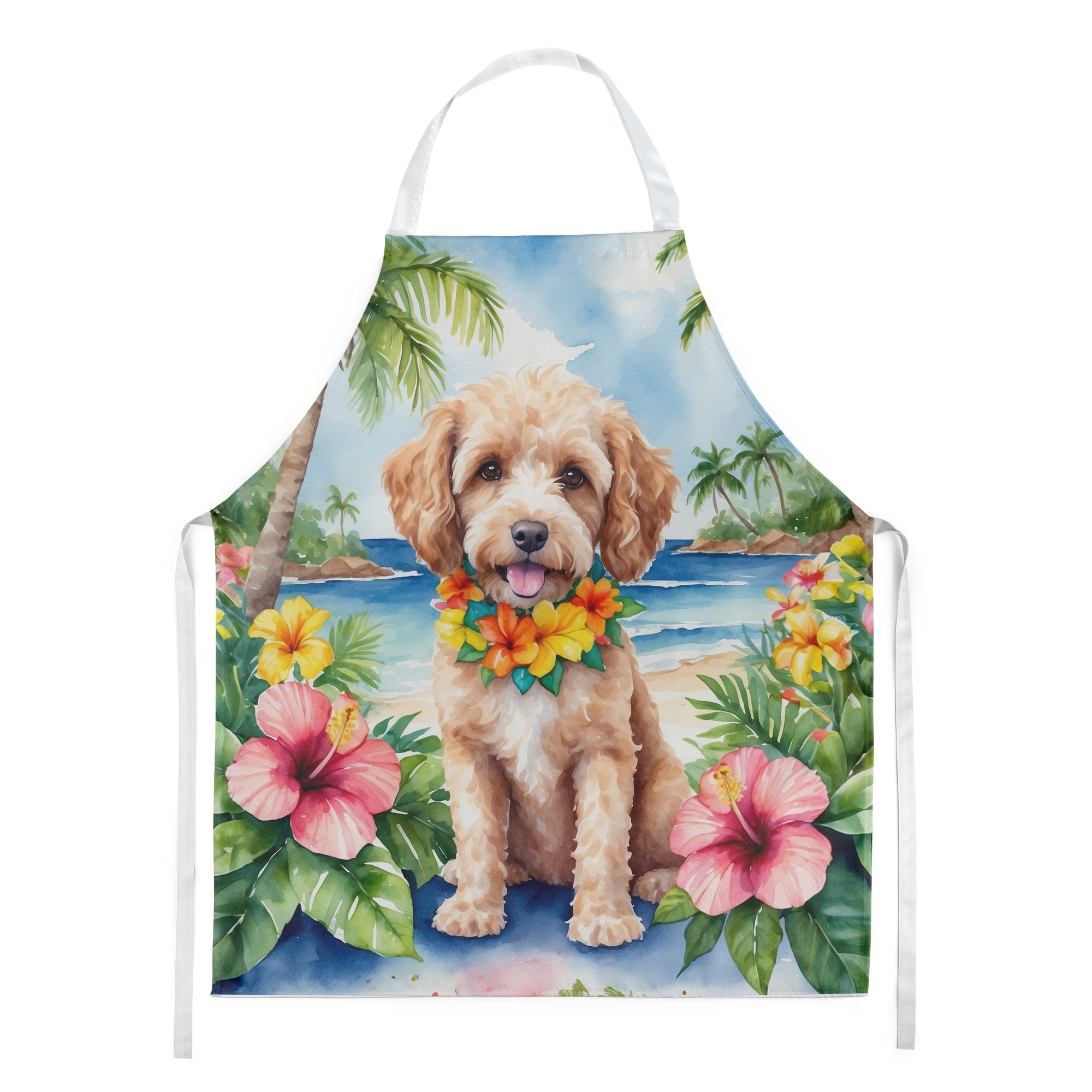 Cockapoo Luau Apron Cooking Kitchen Server Baking Crafts Gardening for Adult Women Men, Unisex, Large, Multicolor