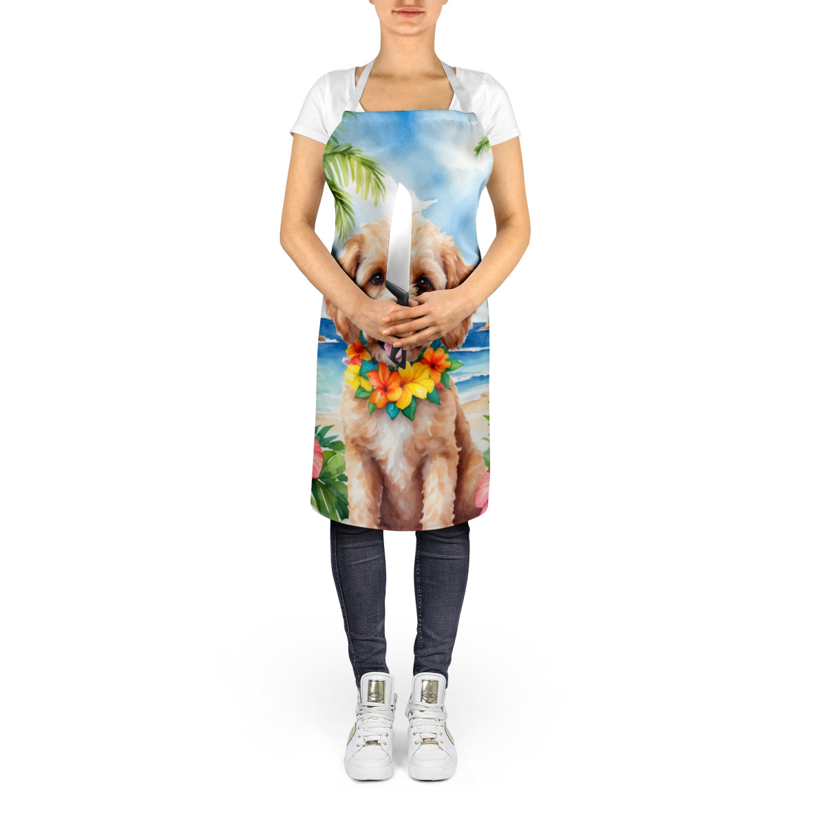 Cockapoo Luau Apron Cooking Kitchen Server Baking Crafts Gardening for Adult Women Men, Unisex, Large, Multicolor