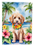 Cockapoo Luau House Flag 28x40 Porch Sleeve Pole Decorative Outside Yard Banner Artwork Wall Hanging, Polyester
