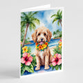 Cockapoo Luau Greeting Cards Pack of 8 Blank Cards with Envelopes Whimsical A7 Size 5x7
