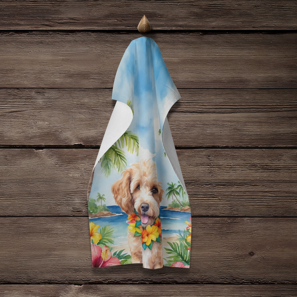 Cockapoo Luau Kitchen Towel Velour Plush Front and Cotton Loop Back Machine Washable