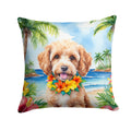 Cockapoo Luau Decorative Throw Pillow 14x14 Indoor Outdoor Accent Cushion, Fabric Cover with Insert for Sofa, Bed, Porch & Living Room