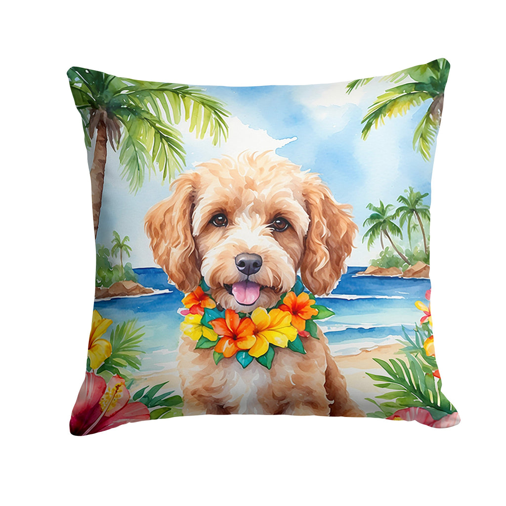 Cockapoo Luau Decorative Throw Pillow 18x18 Indoor Outdoor Accent Cushion, Fabric Cover with Insert for Sofa, Bed, Porch & Living Room