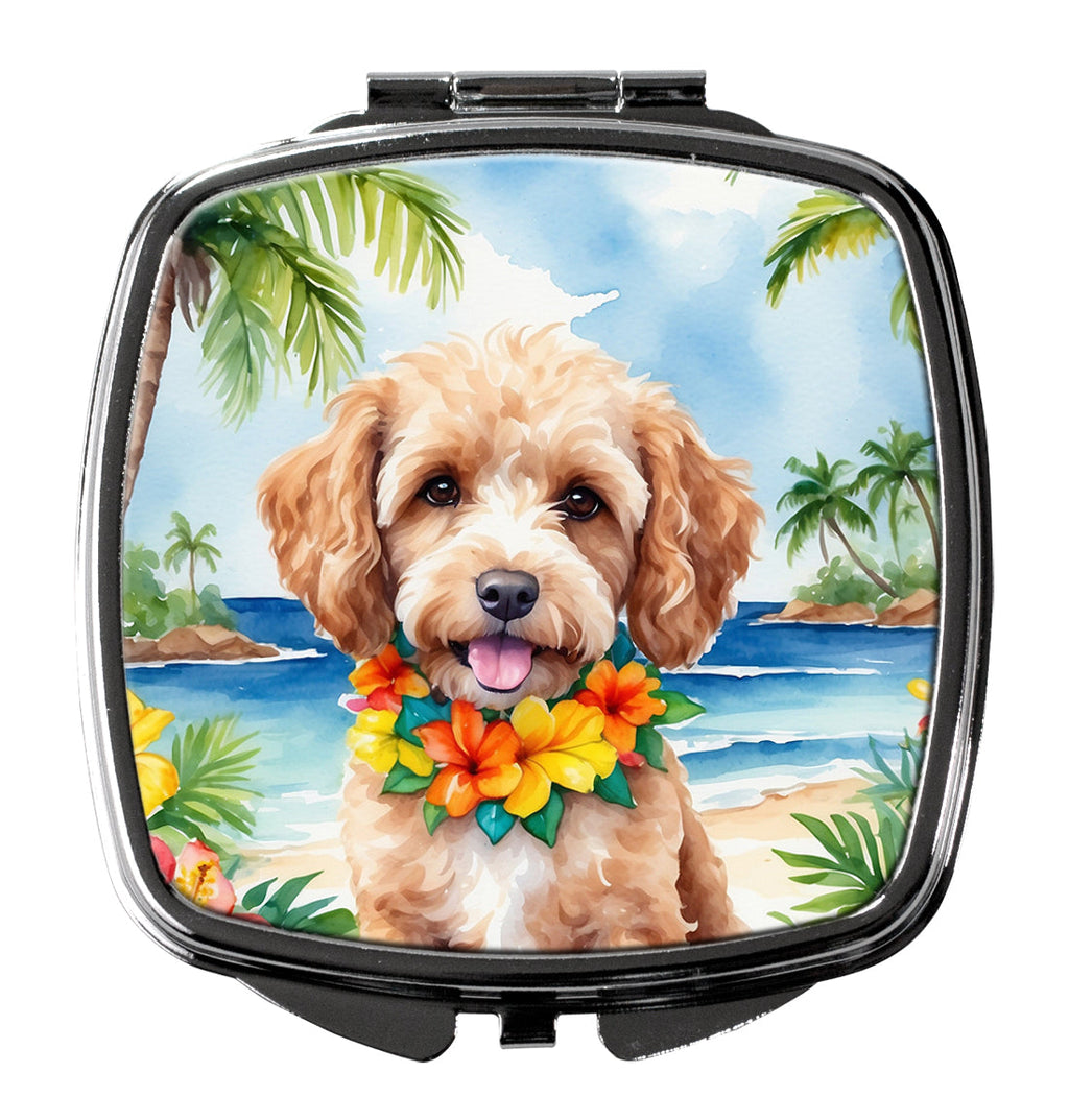 Cockapoo Luau Compact Mirror Decorative Travel Makeup Mirror for Women Girls Gifts Pocket Makeup Mirror Folding Handheld