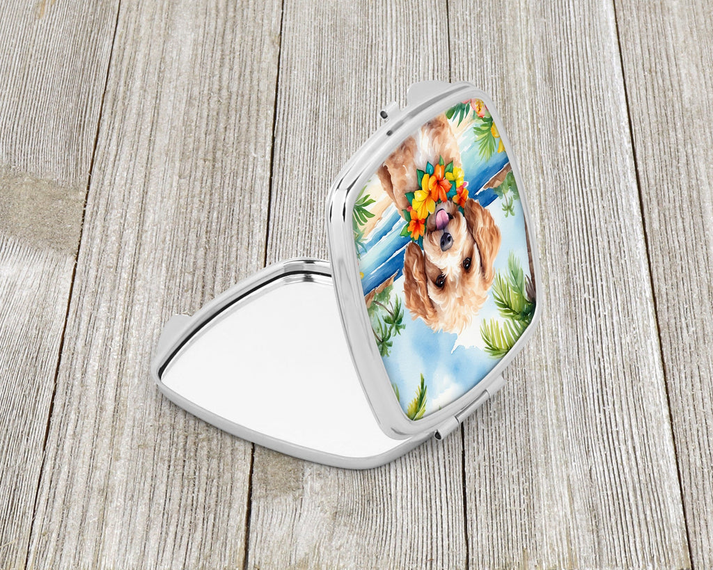 Cockapoo Luau Compact Mirror Decorative Travel Makeup Mirror for Women Girls Gifts Pocket Makeup Mirror Folding Handheld