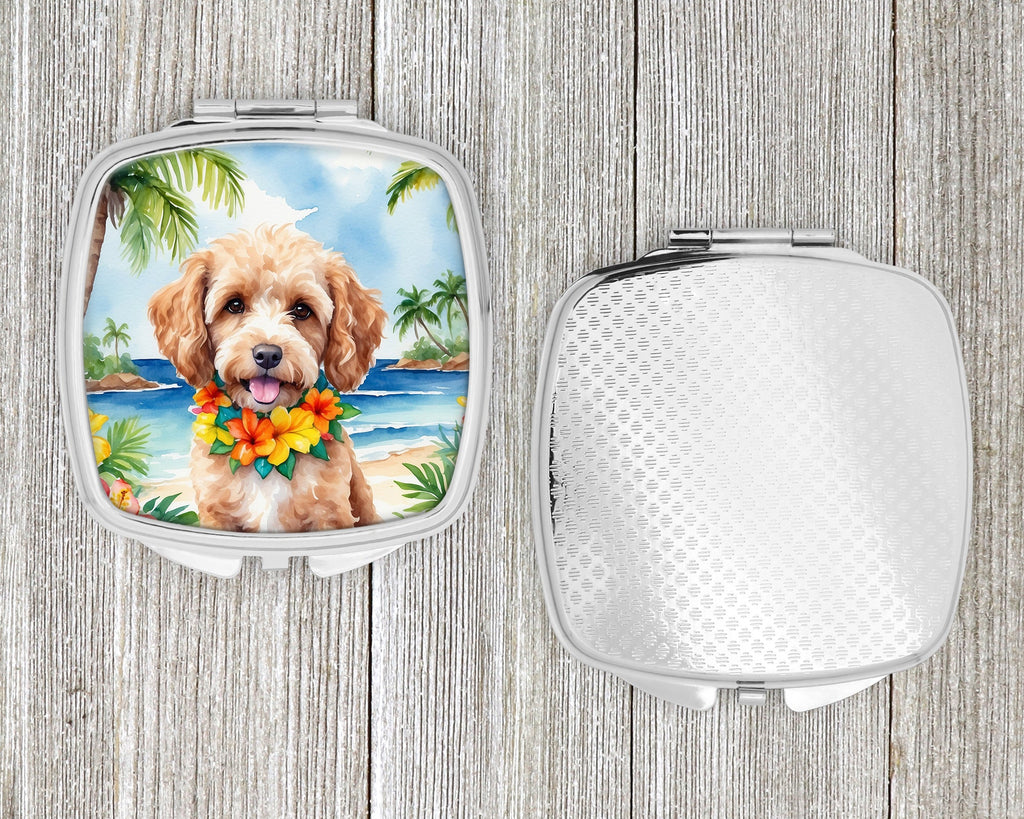 Cockapoo Luau Compact Mirror Decorative Travel Makeup Mirror for Women Girls Gifts Pocket Makeup Mirror Folding Handheld