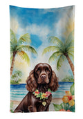 Cocker Spaniel Luau Kitchen Towel Velour Plush Front and Cotton Loop Back Machine Washable