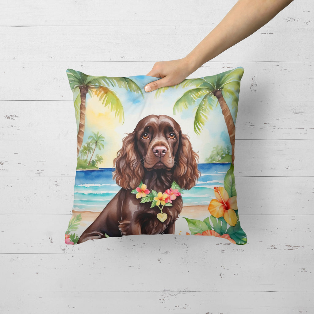 Cocker Spaniel Luau Decorative Throw Pillow 18x18 Indoor Outdoor Accent Cushion, Fabric Cover with Insert for Sofa, Bed, Porch & Living Room