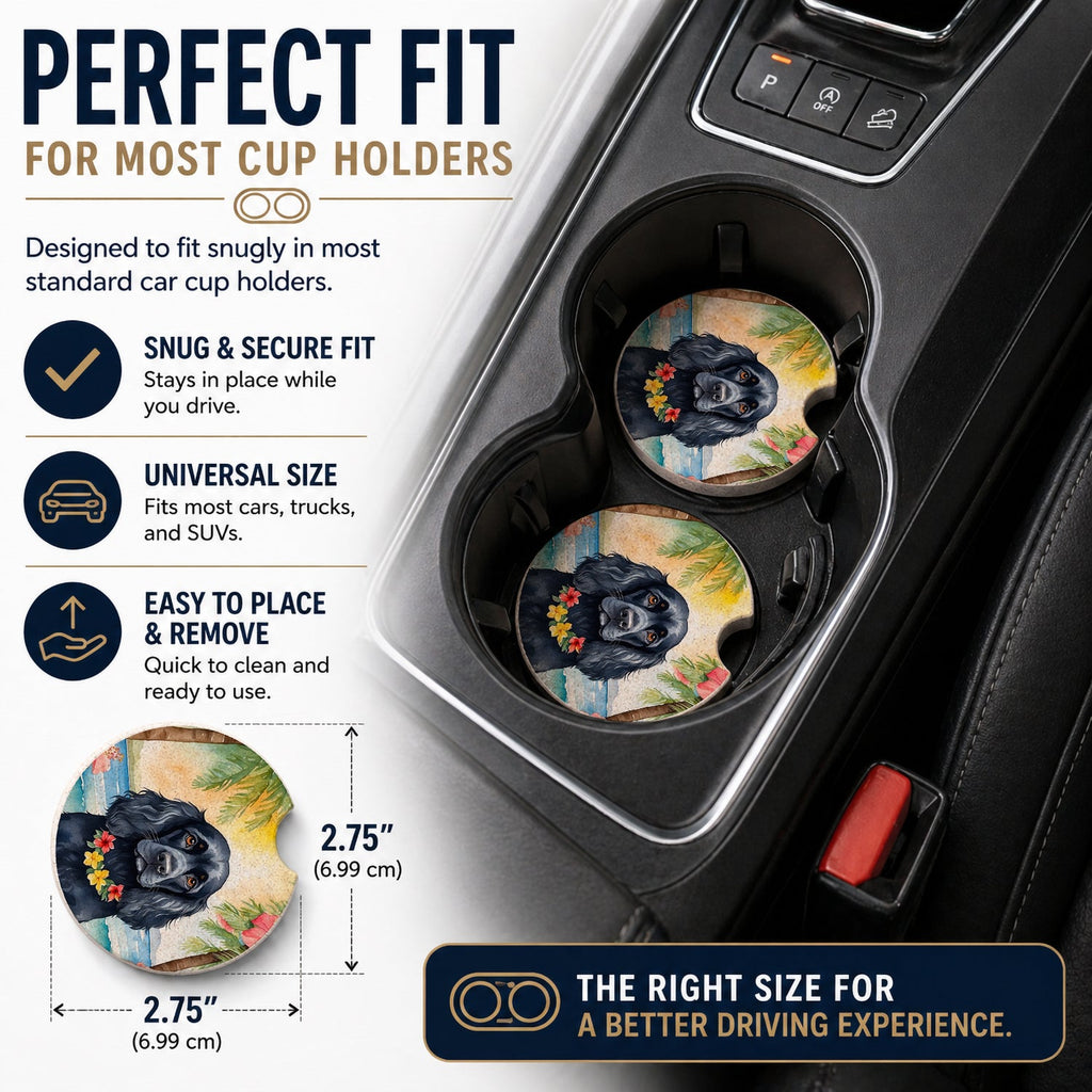 Cocker Spaniel Luau Set of 2 Cup Holder Car Coasters Absorbent Round Sandstone Coasters Gifts for Men or Women, 2.5, Multicolor