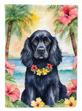 Cocker Spaniel Luau House Flag 28x40 Porch Sleeve Pole Decorative Outside Yard Banner Artwork Wall Hanging, Polyester