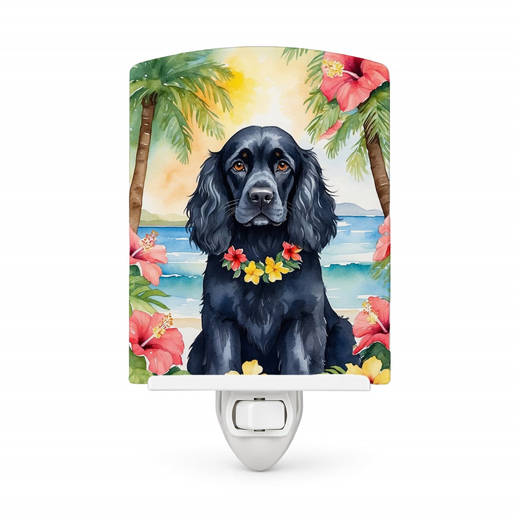 Cocker Spaniel Luau Ceramic Night Light Compact, UL-Certified, Ideal for Bedroom, Bathroom, Nursery, Hallway, Kitchen, 6x4x3, Multicolor