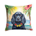 Cocker Spaniel Luau Decorative Throw Pillow 14x14 Indoor Outdoor Accent Cushion, Fabric Cover with Insert for Sofa, Bed, Porch & Living Room