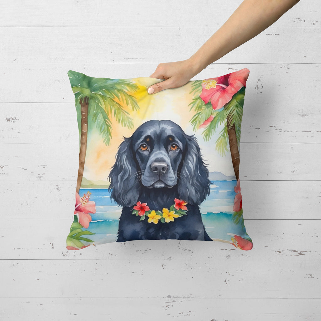 Cocker Spaniel Luau Decorative Throw Pillow 18x18 Indoor Outdoor Accent Cushion, Fabric Cover with Insert for Sofa, Bed, Porch & Living Room