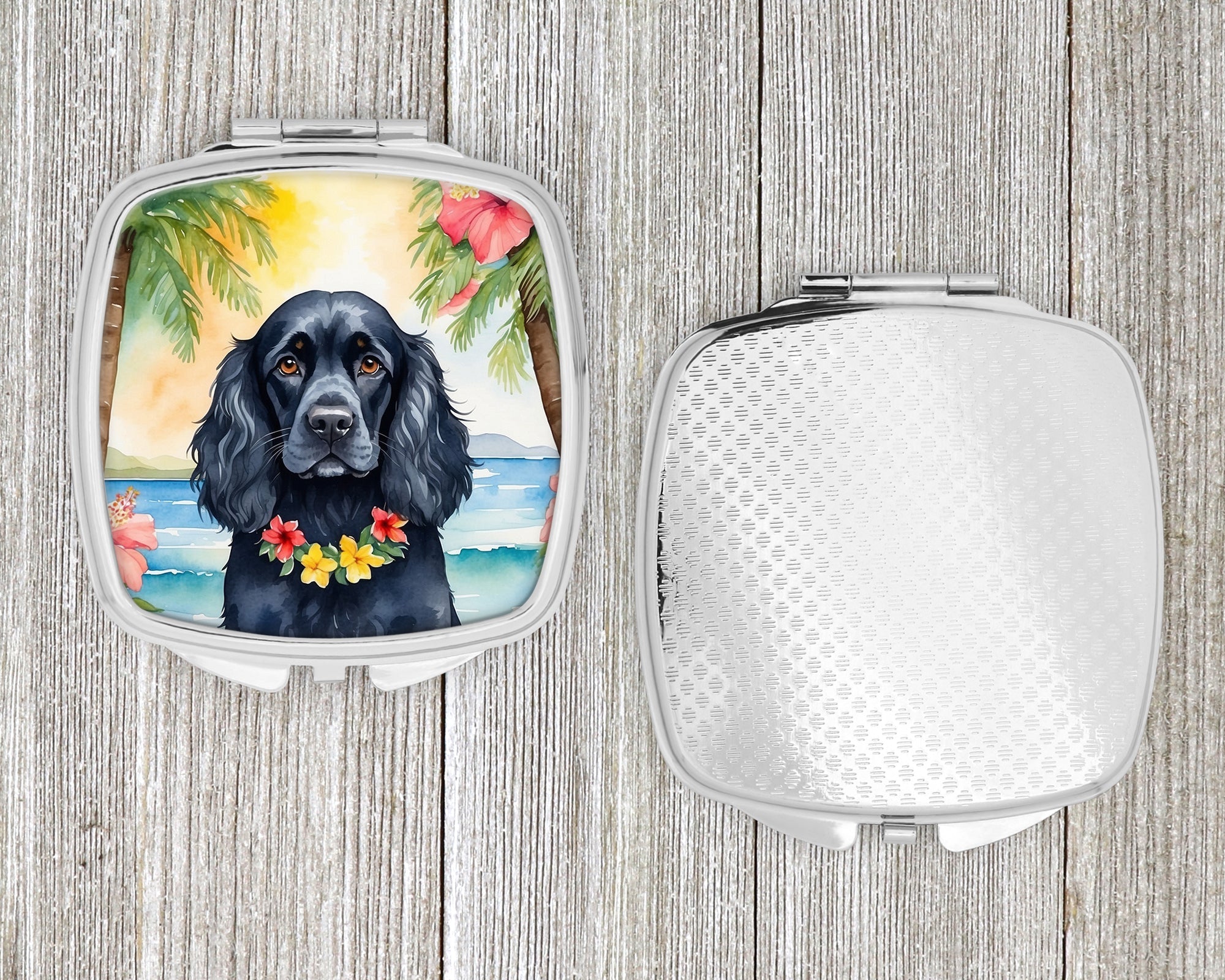 Cocker Spaniel Luau Compact Mirror Decorative Travel Makeup Mirror for Women Girls Gifts Pocket Makeup Mirror Folding Handheld