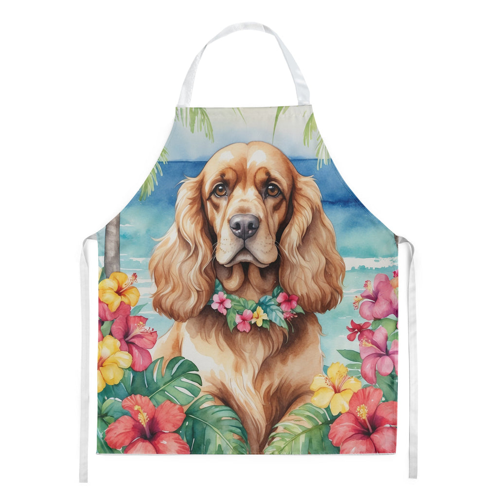 Cocker Spaniel Luau Apron Cooking Kitchen Server Baking Crafts Gardening for Adult Women Men, Unisex, Large, Multicolor