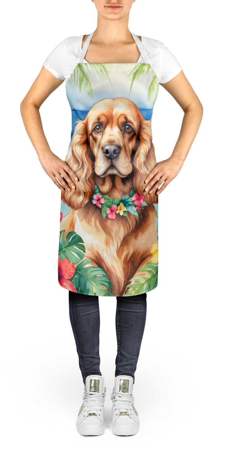 Cocker Spaniel Luau Apron Cooking Kitchen Server Baking Crafts Gardening for Adult Women Men, Unisex, Large, Multicolor