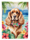 Cocker Spaniel Luau House Flag 28x40 Porch Sleeve Pole Decorative Outside Yard Banner Artwork Wall Hanging, Polyester