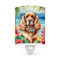 Cocker Spaniel Luau Ceramic Night Light Compact, UL-Certified, Ideal for Bedroom, Bathroom, Nursery, Hallway, Kitchen, 6x4x3, Multicolor