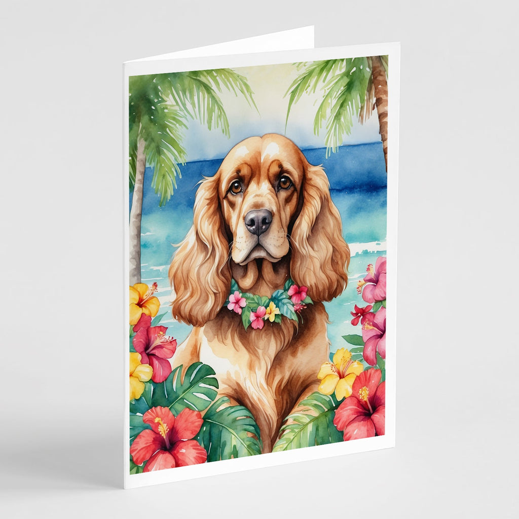 Cocker Spaniel Luau Greeting Cards Pack of 8 Blank Cards with Envelopes Whimsical A7 Size 5x7