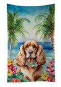 Cocker Spaniel Luau Kitchen Towel Velour Plush Front and Cotton Loop Back Machine Washable
