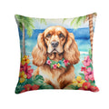 Cocker Spaniel Luau Decorative Throw Pillow 18x18 Indoor Outdoor Accent Cushion, Fabric Cover with Insert for Sofa, Bed, Porch & Living Room