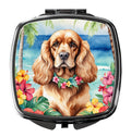 Cocker Spaniel Luau Compact Mirror Decorative Travel Makeup Mirror for Women Girls Gifts Pocket Makeup Mirror Folding Handheld