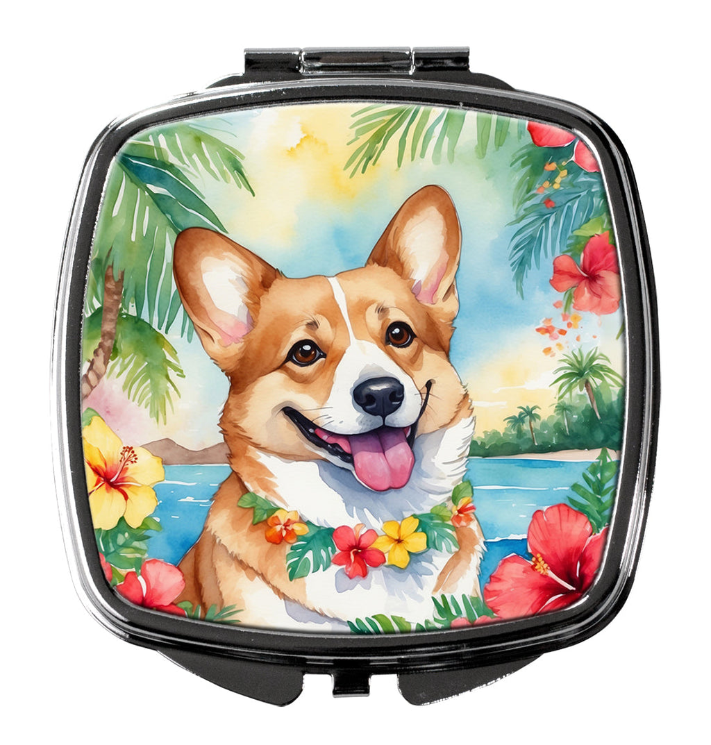Corgi Luau Compact Mirror Decorative Travel Makeup Mirror for Women Girls Gifts Pocket Makeup Mirror Folding Handheld