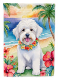 Coton de Tulear Luau House Flag 28x40 Porch Sleeve Pole Decorative Outside Yard Banner Artwork Wall Hanging, Polyester
