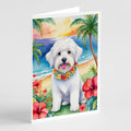 Coton de Tulear Luau Greeting Cards Pack of 8 Blank Cards with Envelopes Whimsical A7 Size 5x7