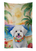 Coton de Tulear Luau Kitchen Towel Velour Plush Front and Cotton Loop Back Machine Washable