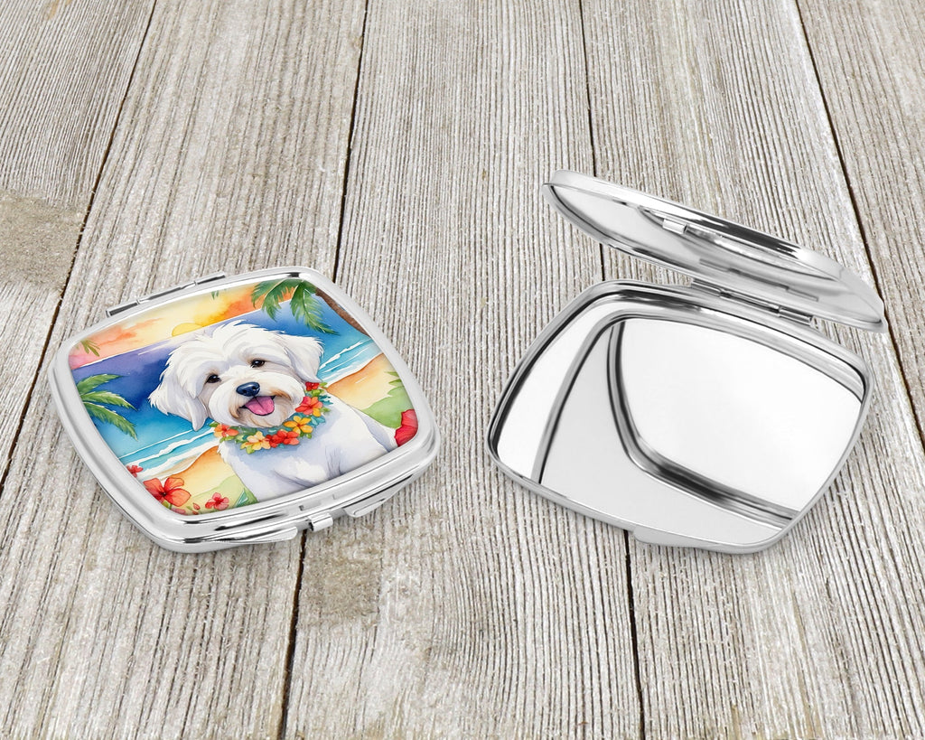 Coton de Tulear Luau Compact Mirror Decorative Travel Makeup Mirror for Women Girls Gifts Pocket Makeup Mirror Folding Handheld
