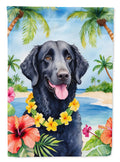 Curly-Coated Retriever Luau House Flag 28x40 Porch Sleeve Pole Decorative Outside Yard Banner Artwork Wall Hanging, Polyester