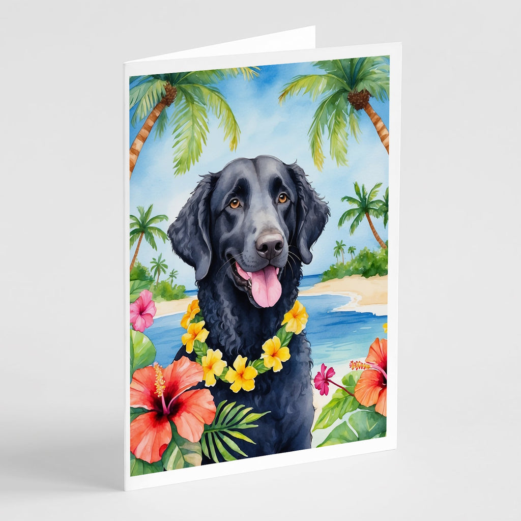 Curly-Coated Retriever Luau Greeting Cards Pack of 8 Blank Cards with Envelopes Whimsical A7 Size 5x7