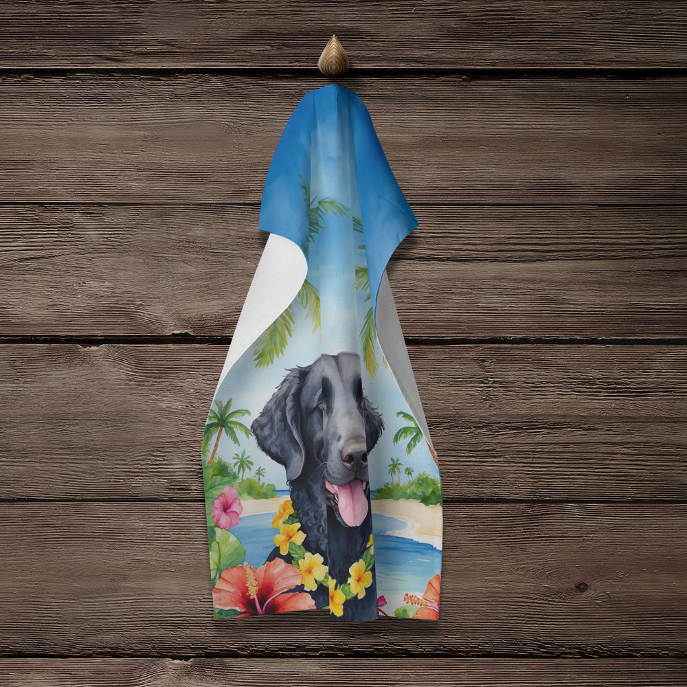 Curly-Coated Retriever Luau Kitchen Towel Velour Plush Front and Cotton Loop Back Machine Washable
